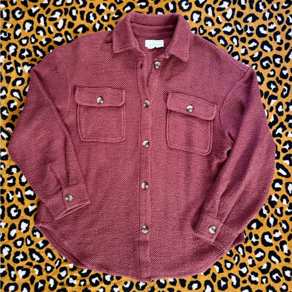 Anthropologie Dark Rose Textured Shacket